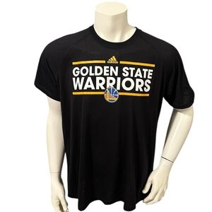 Adidas Men’s T-Shirt Black Yellow Golden State Warriors Logo Short Sleeve XL